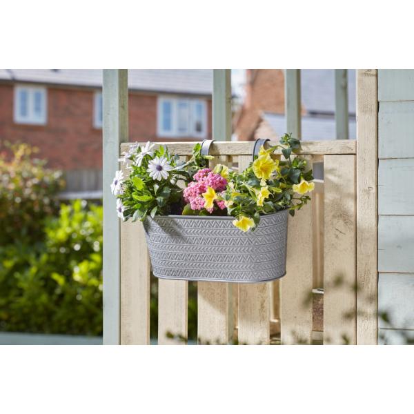 Smart Garden 12" Fence & Balcony Hanging Planter - Aztec - Slate
