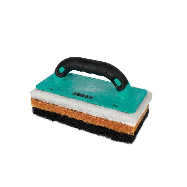 Bihui 4Pce Scouring Pad Set with TPR Handle