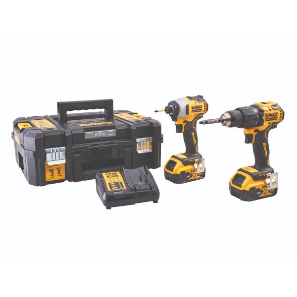 DeWALT 18V Combi Drill & Impact Driver With 2 X 5.0Ah Li-Ion Batteries
