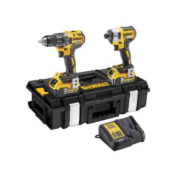 DeWalt DCK266P2 18V XR Brushless Combi Impact Kit - DCD796 Compact Hammer Drill Driver and DCF887 Impact Driver