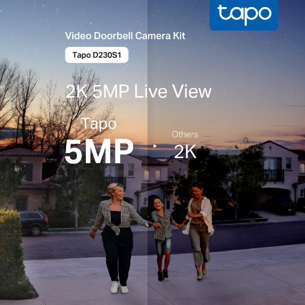 TP Link 5MP Battery Smart AI Video Doorbell IP64 Full Colour