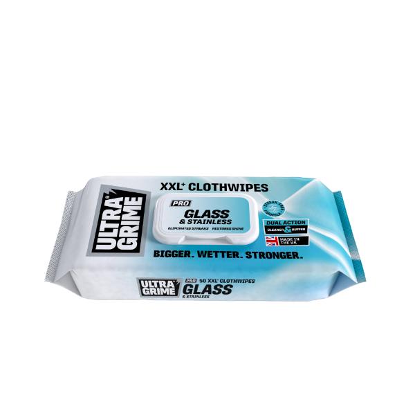 UltraGrime Pro Glass & Stainless XXL Clothwipes - 50pk