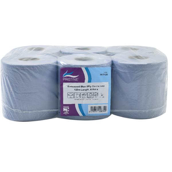 Pristine 2Ply Blue Centrefeed Tissue Paper 150M