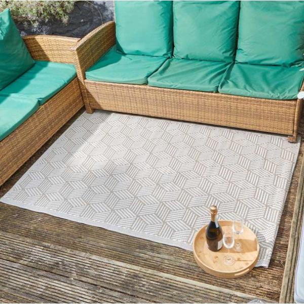 Smart Garden Outside In Designs Alfresco Outdoor Rug - Illusion - Mocha - 120 X 180cm