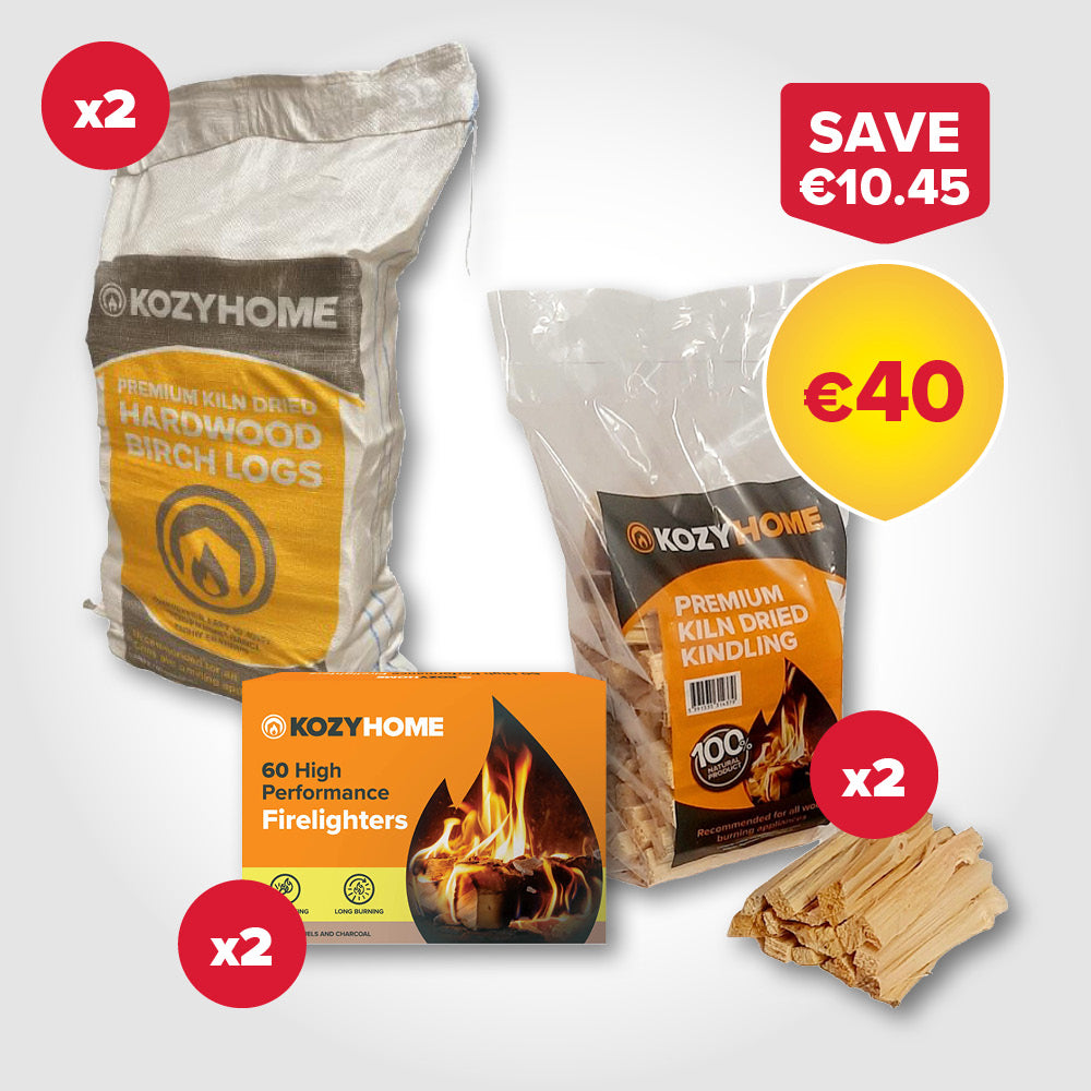 Buy 2 50L bags of Firewood, 2 packs of Firelighters and 2 bags of Kindling for €40