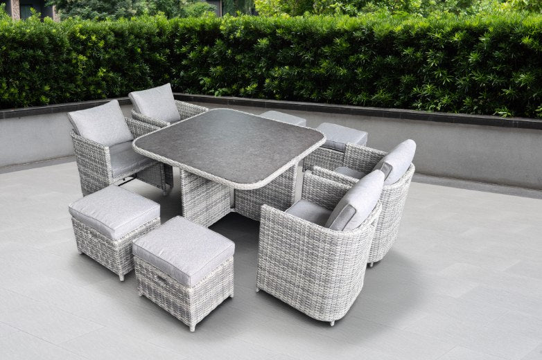 Algarve Outdoor 4 Seater Cube Outdoor Dining Set with Cover