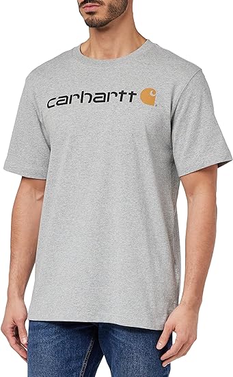 Carhartt Relaxed Fit Heavyweight Short-Sleeve Logo Graphic T-Shirt Heather Grey