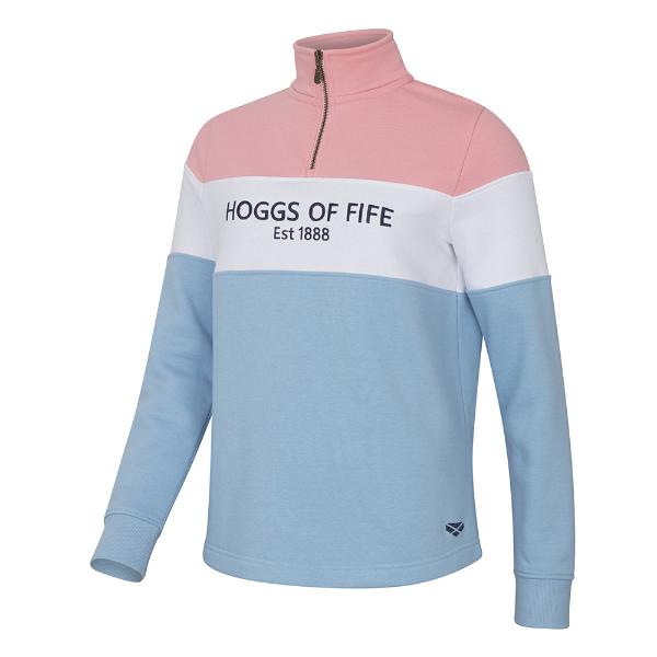 Hoggs of Fife Dumfries Ladies 1888 1/4 Zip Pink/White/Blue