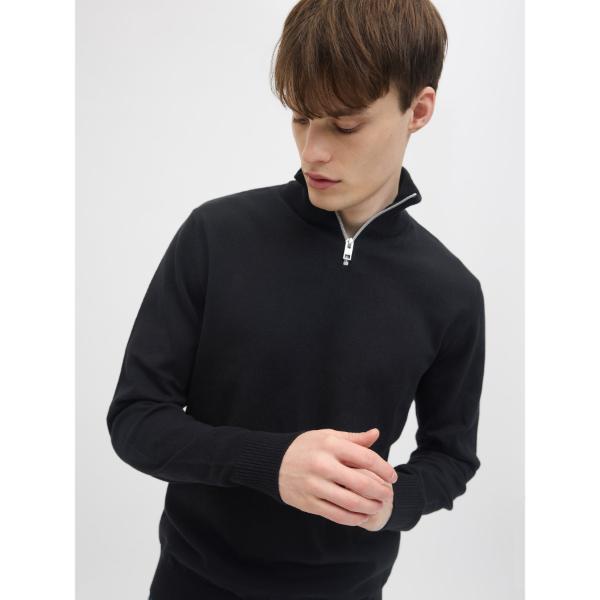 JJ Rebel Callum Knit Half Zip Black
