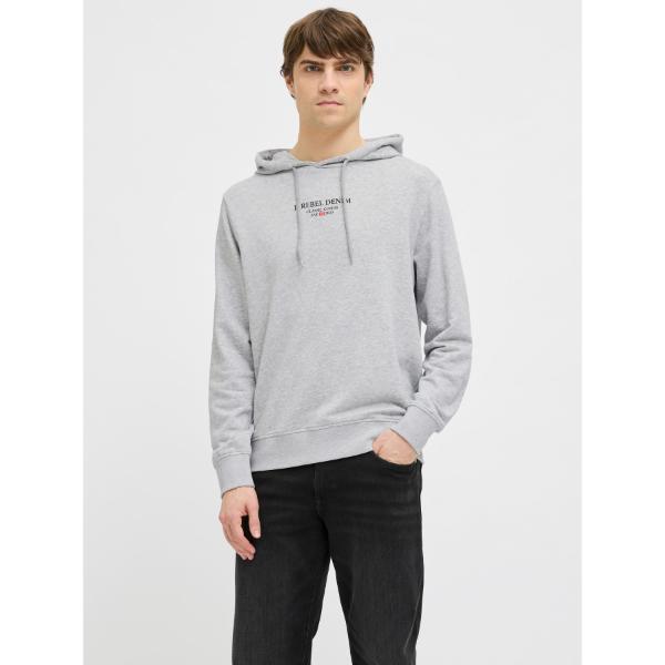 JJ Rebel Mens Printed Sweatshirt Light Grey Melange