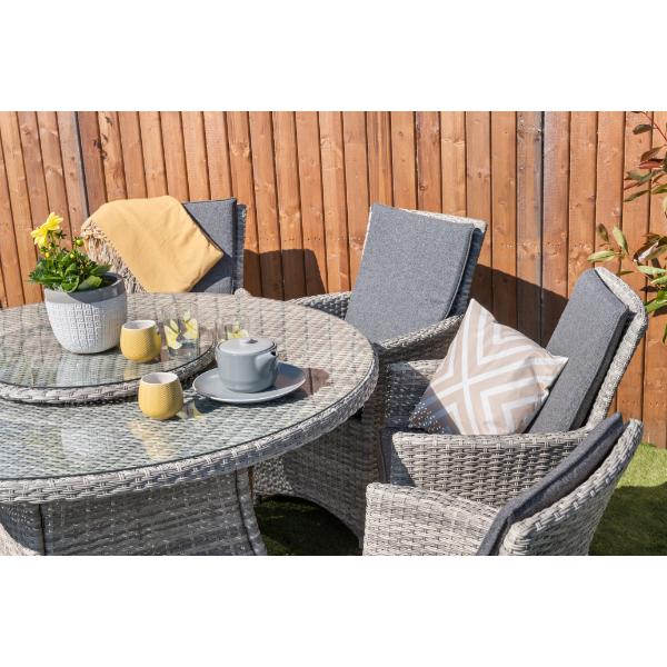 Madrid 6 Seater Rattan Outdoor Furniture Set with Parasol &amp; Cover