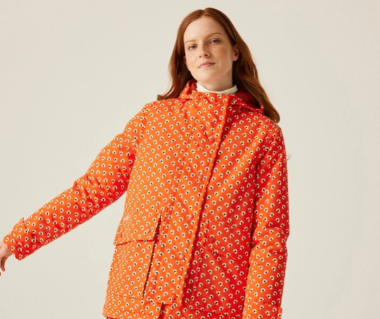 Regatta Orla Kiely Mid Length Waterproof Womens Jacket Clover Red
