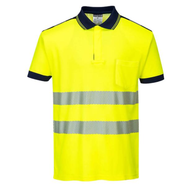 Portwest PW3 Hi-Vis Polo Shirt S/S Yellow/Navy
