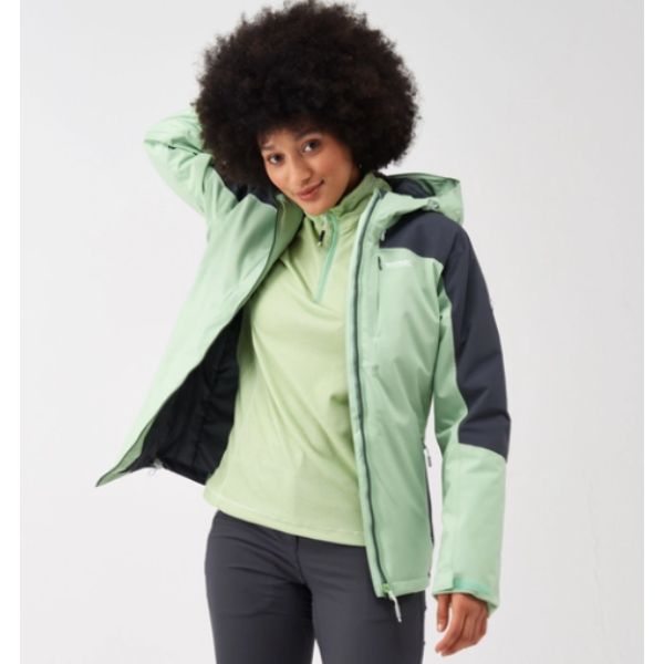 Regatta Wm Highton StrIII Womens Jackets Waterproof Insulated 20 QuiGrn/SlGry AW23