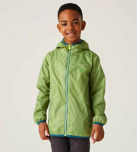 Regatta Lever II Kids Waterproof Shell Jacket Piquant Green Co Op Superstores