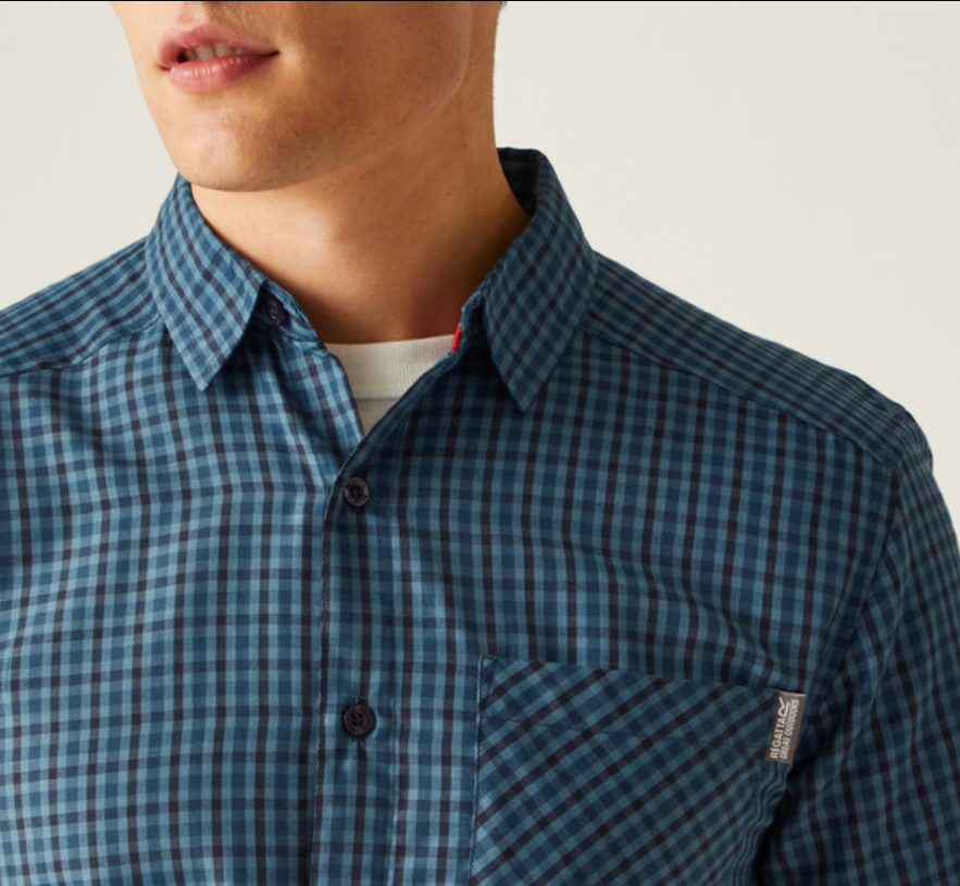 Regatta Kalambo VIII Mens Shirt Danger Red/Moonlight Denim Check