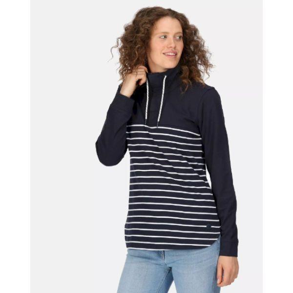 Regatta Bayla Halfplacket Womens Fleece Navy/White Stripe