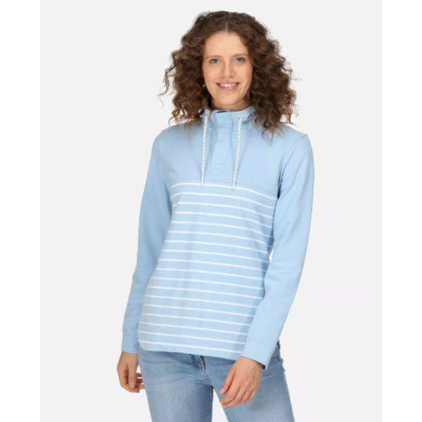 Regatta Bayla Halfplacket Womens Fleece Powder Blue/White Stripe
