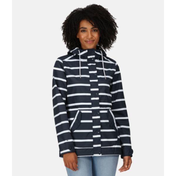 Regatta Bayla Womens Jacket Waterproof Shell Navy/White Stripe