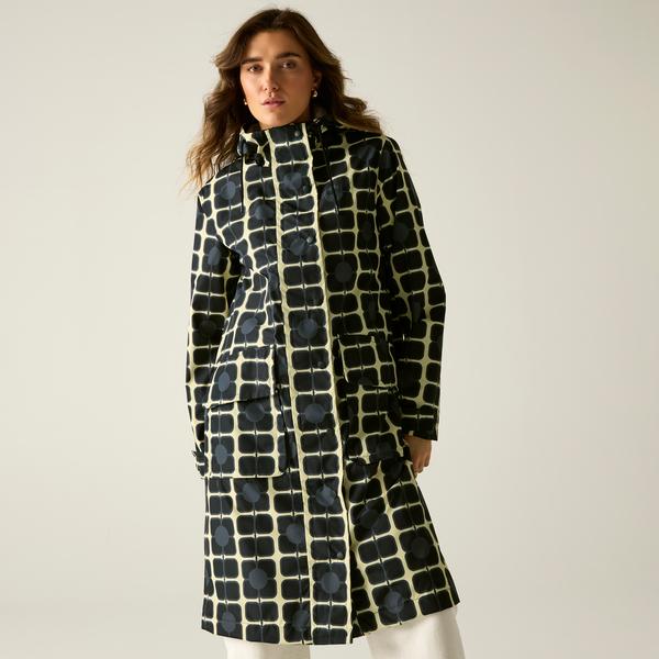 Orla Kiely Longer Length Waterproof Jacket Giant Poppy Mono