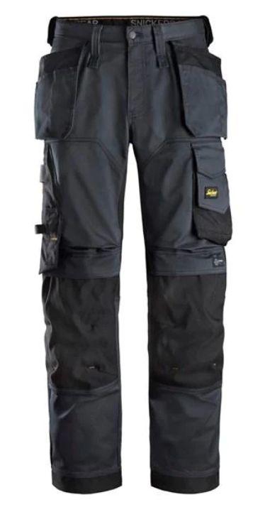 Snickers Allround Work Stretch Loose Fit Trousers Holster Pocket Grey/ Black 6251