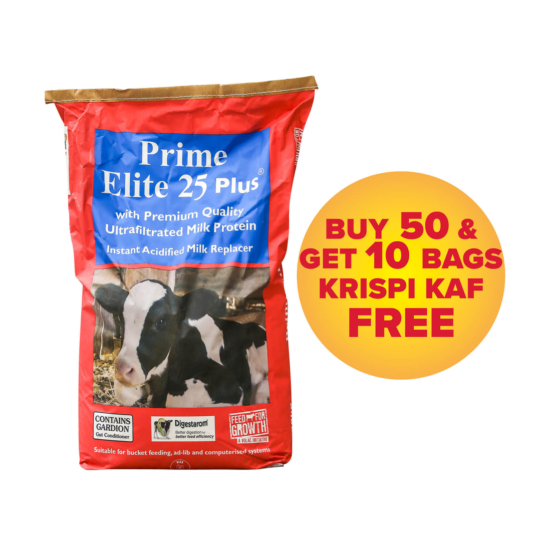 Prime Elite 25 Plus Milk Replacer 20Kg -  Buy 50 and Get 10 Bags Krispi Kaf FREE