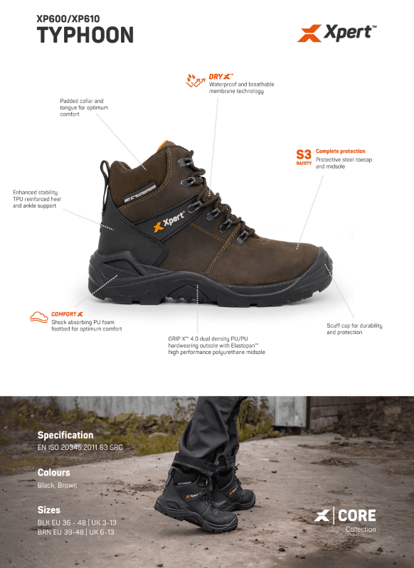 Xpert Typhoon Waterproof S3 Safety Boot Black