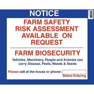 Farm Safety Sign Risk Assessment/Biosecurity Notice