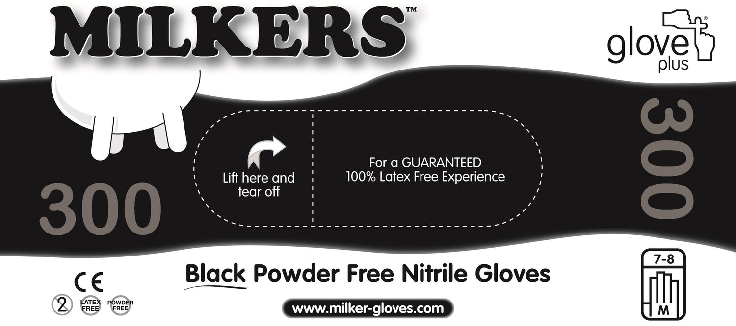 Milkers Black Nitrile Gloves Ebony (X Large)