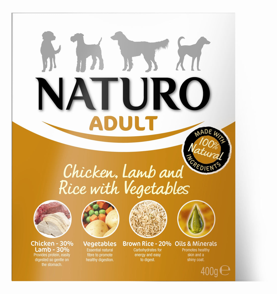 Naturo Adult Wet Chicken &amp; Rice With Veg Dog Food 400G