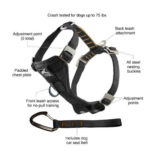 Kurgo Enhanced Strength Tru-Fit Smart Harness - Black, Small
