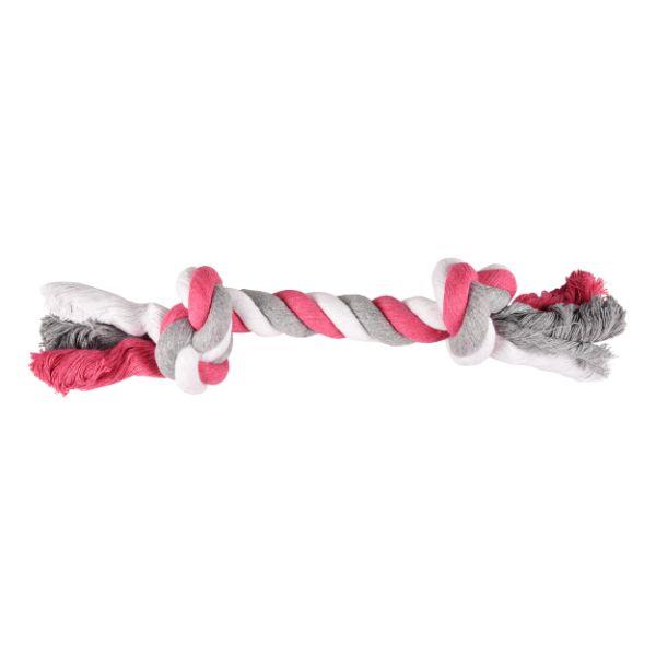 Flamingo Cotton Jim Playing Rope 2 Knots Multi Coloured Dog Toy - L 35cm
