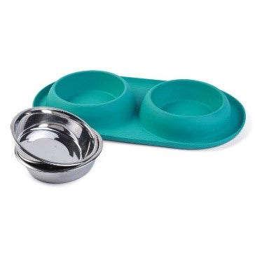 Twin Bowl Feeding Tray - Stainless Steel
