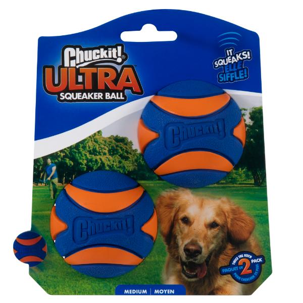 Chuck IT! Ultra Squeaker Ball Medium  2 pack