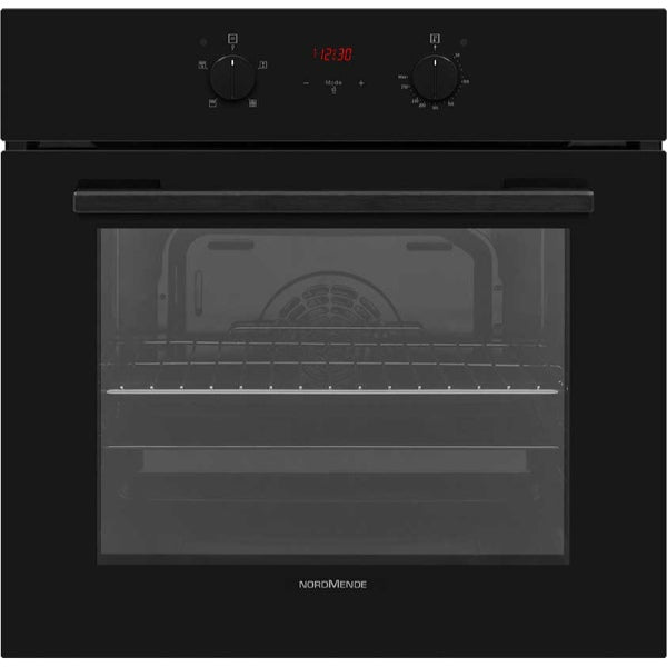 NordMende SO207BL Single Oven Black Glass Fan &amp; Grill with Mechanical Timer 65L - A Energy Rating