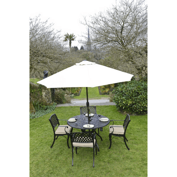 Murcia 4-Seater Cast Aluminium Outdoor Furniture Set Hammered Cream