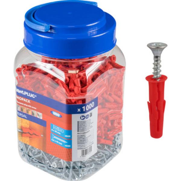 Uno Universal Plug Red 6mm/40mm Screw Tub