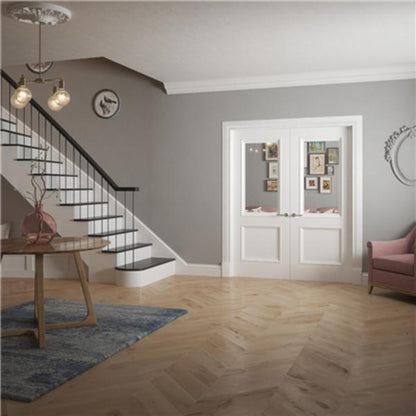 Monroe Primed 2 Panel Bolection Door Clear Glazed