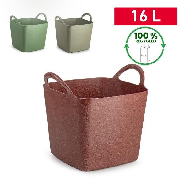 Metalic Square Flexitub Assorted Colours Red/Grey/Green 16L