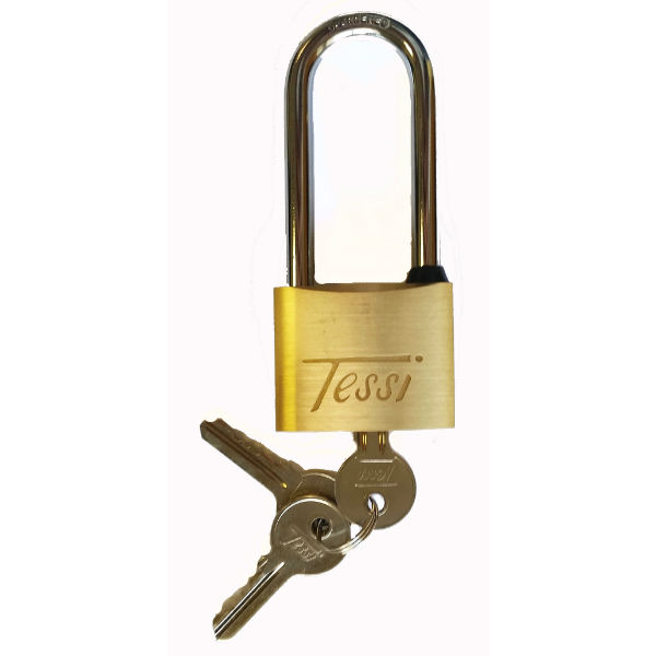Tessi 50mm Brass Padlock with Long Shackle