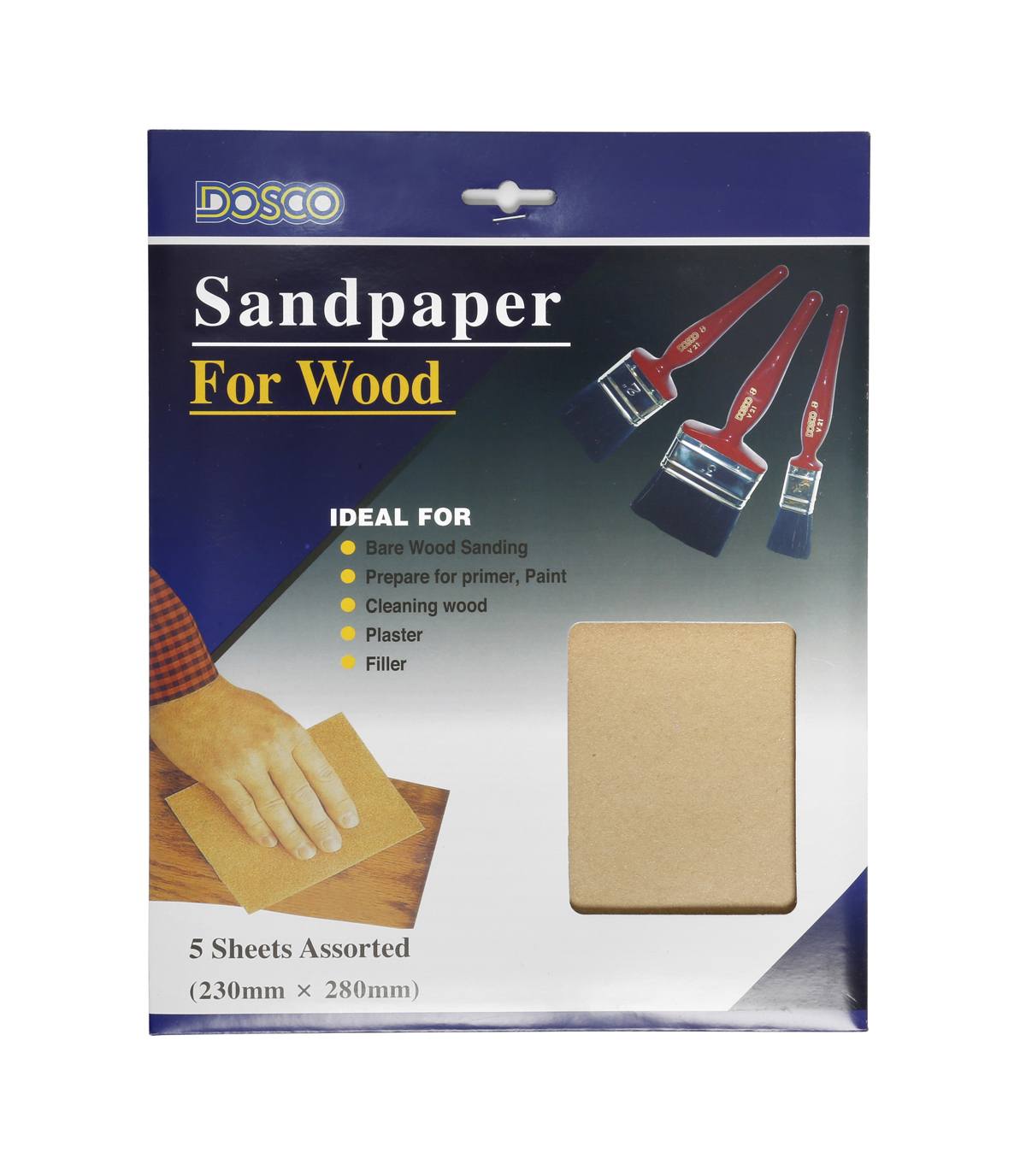 Dosco Sandpaper For Wood 5 Sheets Assorted