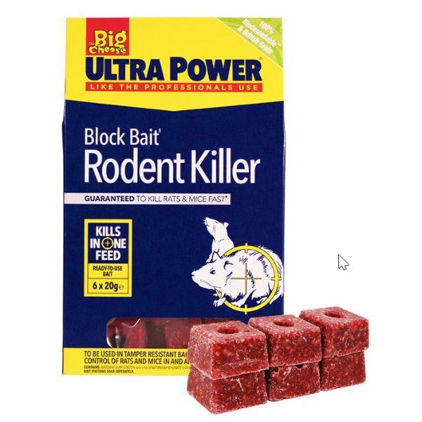 Big Cheese Ultra Power Block Bait Rodent Killer 6 x 20g
