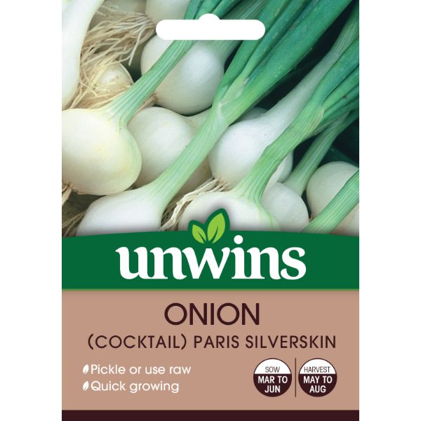 Unwins Seed Packet Onion Cocktail Paris Silverskin
