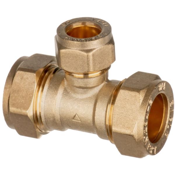 1&quot; X 1&quot; X 3/4&quot; Brass Compression Unequal Tee 318