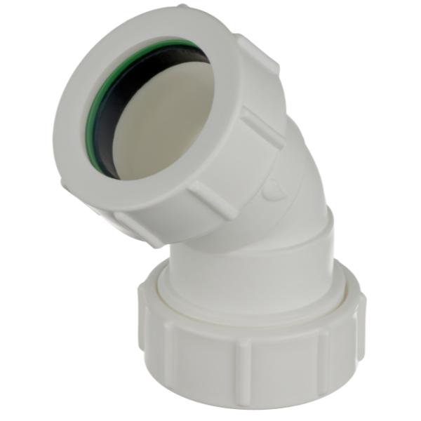 Easi Plumb 1 1/2" X 40mm White Waste Compression 45 Deg Bend