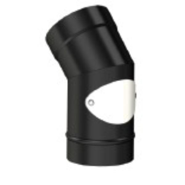Mi Flues System 7 150MM X 45 Degree Bend With Door VE Matt Black