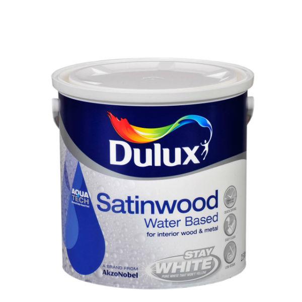 Dulux Satinwood Pure Brilliant White 2.5Ltr Water Based