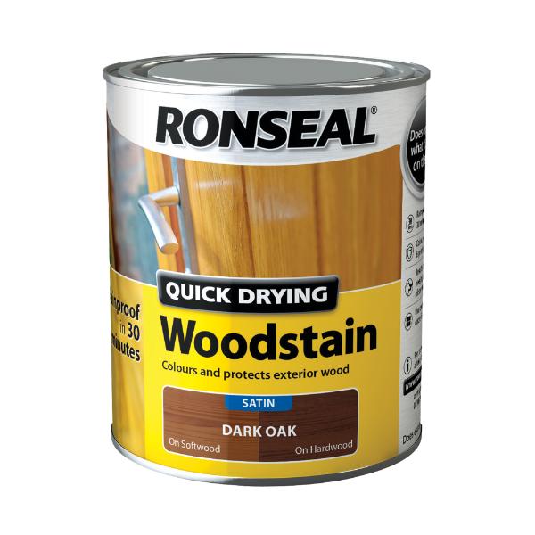 Ronseal Quick Dry Woodstain Satin Dark Oak 750ml