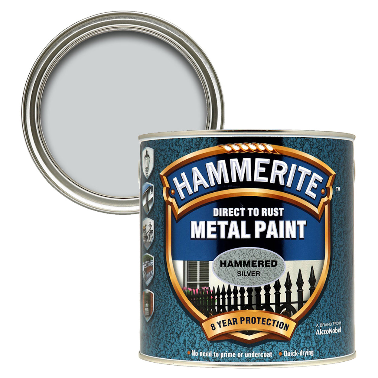 Hammerite Metal Paint Hammered Silver 2.5L