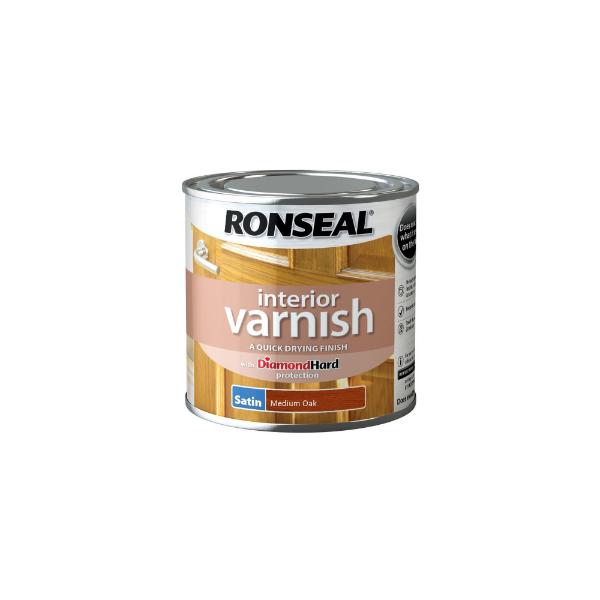 Ronseal Interior Varnish Satin Medium Oak 250ml